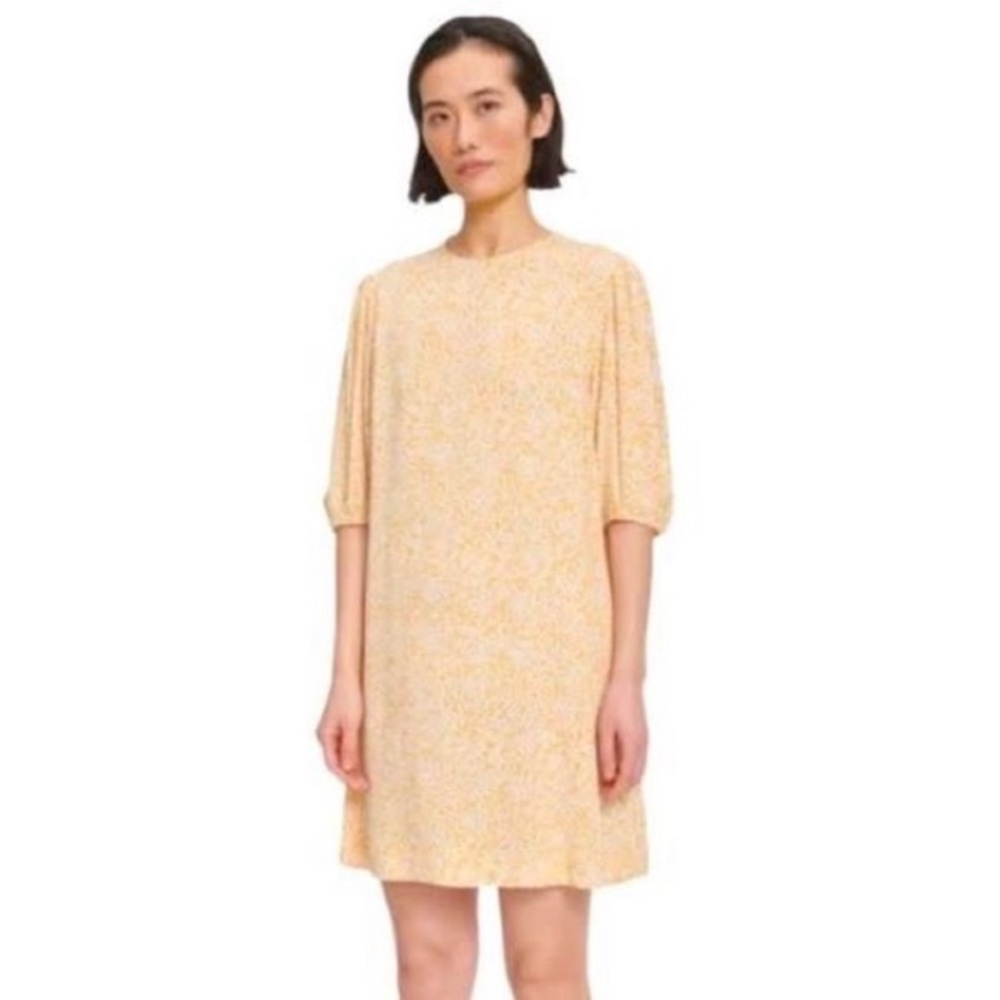 SAMSOE Aram Ditsy Floral Day Shift Shirt Dress in Golden Aster